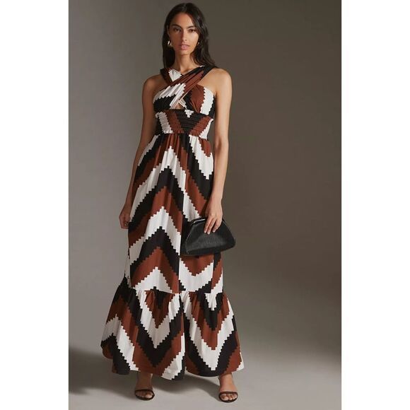Anthropologie - Plenty by Tracy Reese Printed Halter Maxi Dress Size L - Picture 1 of 9